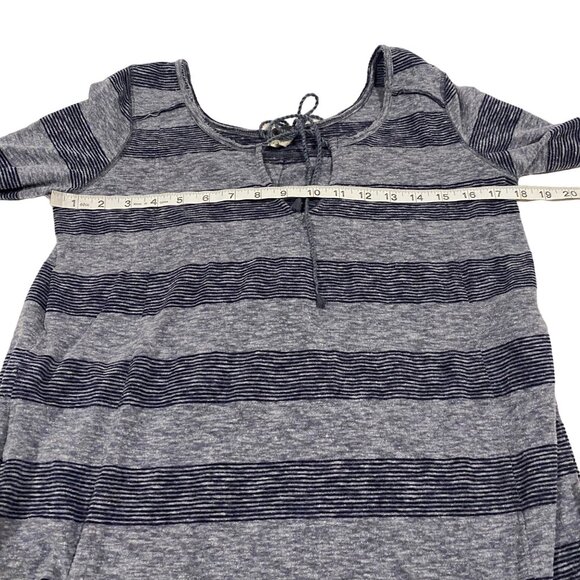 Free People We The Free Blue Gray Striped Bell Sleeve Peasant Blouse Size XS - Picture 9 of 10